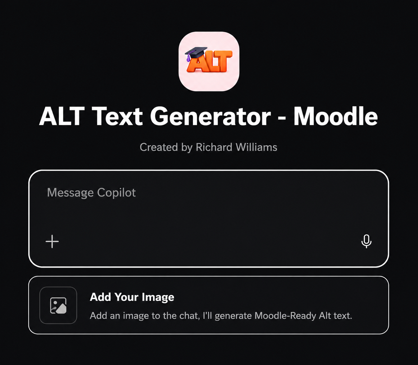 Microsoft Copilot Studio interface showing the AI accessibility agent configuration for UCL STEaPP